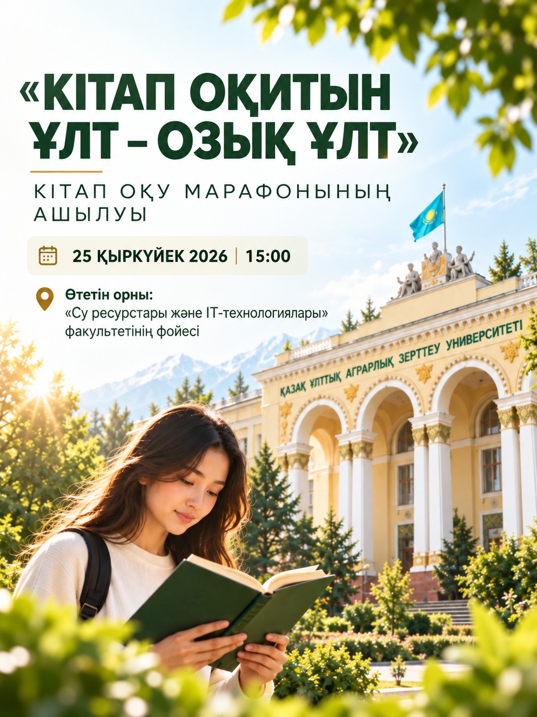 KazNARU-да «КІТАП ОҚИТЫН ҰЛТ – ОЗЫҚ ҰЛТ» КІТАП ОҚУ МАРАФОНЫ БАСТАЛАДЫ